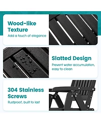 Gymax 2PCS Foldable Patio Chair w/Armrest Curved Back Slatted Seat for Backyard Deck