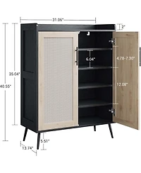 gaomon Oak Farmhouse Rattan Shoe Cabinet