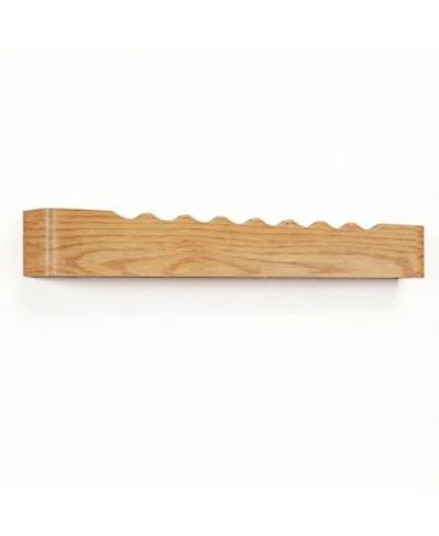 Yigii Modern Walnut Wood Wall Shelf with 8 Hooks for Home Decor Storage