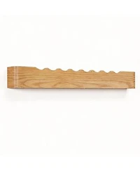 Yigii Modern Walnut Wood Wall Shelf with 8 Hooks for Home Decor Storage