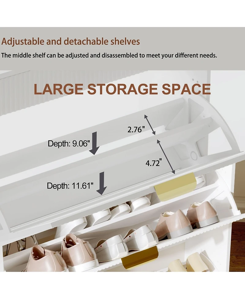 gaomon Handle Fluted Shoe Cabinet