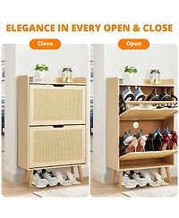 gaomon Ventilated Odor-Resistant Mdf Shoe Cabinet, Flip-Drawers & Hidden Narrow Design