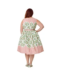 Unique Vintage Plus Sleeveless Belted Swing Dress
