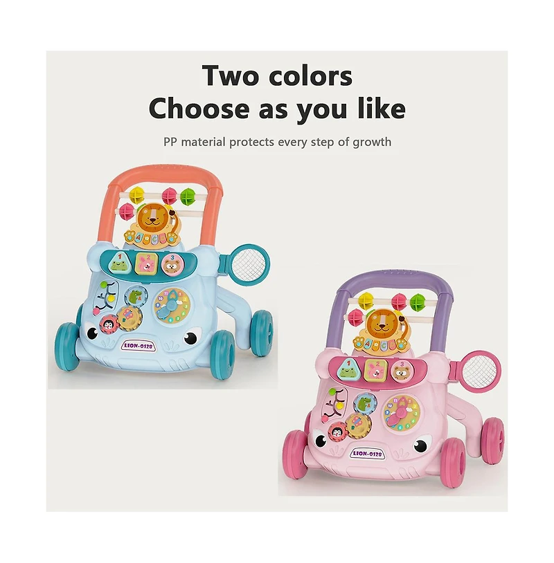 Bruce & Shark 2-in-1 Baby Push Walker & Activity Center - Adjustable & Anti-Tip Design for First Steps