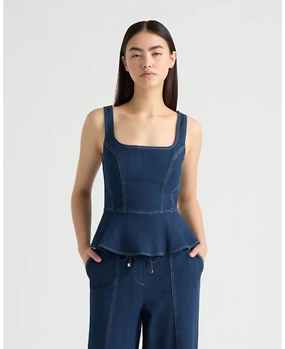 Nvlt Women's Denim Sleeveless Corset Peplum Top