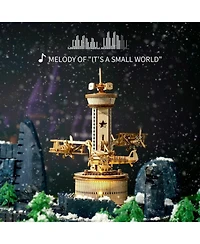 Robotime 3D Wooden Puzzle Mechanical Music Box,Diy Aircraft Model Kits to Build,Best Toy Gift for Teens,Adults on Birthday,Decoration for Room