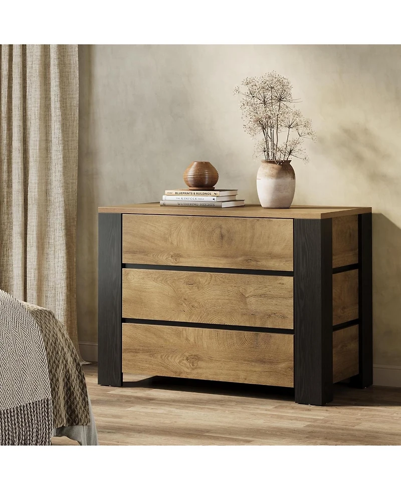 Tribesigns 36" Wide Nightstand Set of 2, Extra Large Night Stand with 3 Drawers, Oversized Nightstand Bedside Table, Farmhouse Side End Table