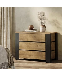 Tribesigns 36" Wide Nightstand Set of 2, Extra Large Night Stand with 3 Drawers, Oversized Nightstand Bedside Table, Farmhouse Side End Table