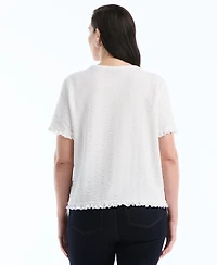 Rafaella Plus Puckered Ruffle Short-Sleeve Top