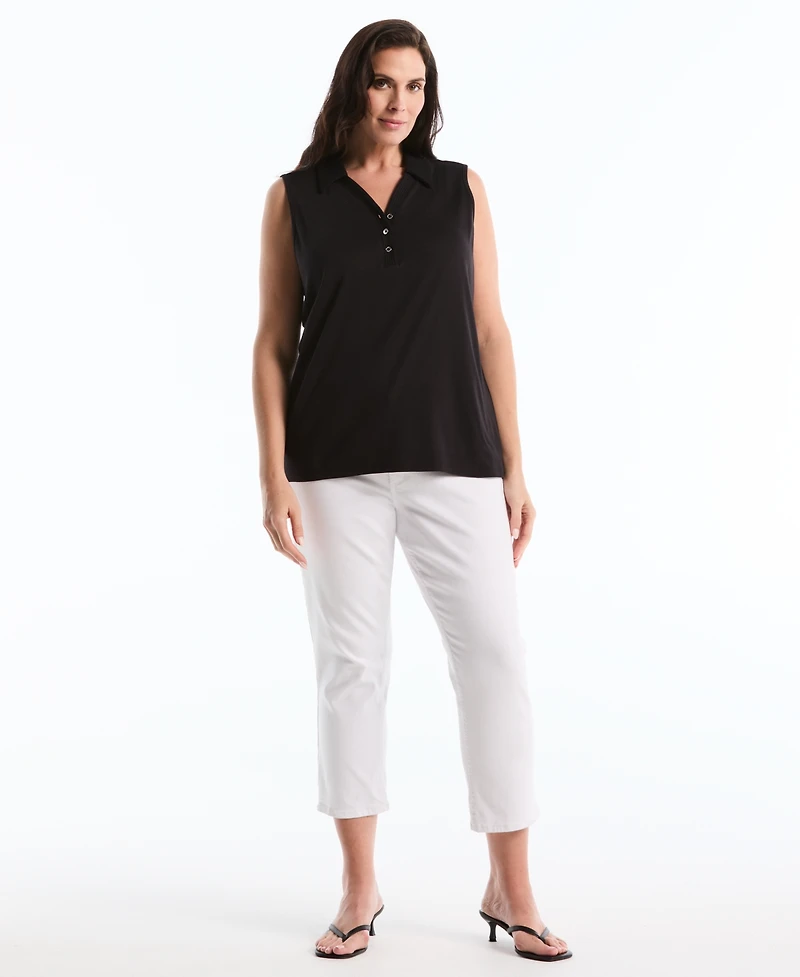 Rafaella Plus Sleeveless Polo Top