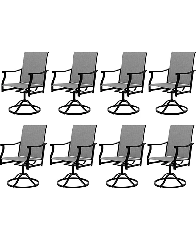 gaomon 8PCS Outdoor Swivel Dining Chairs With Textilene Breathable Back