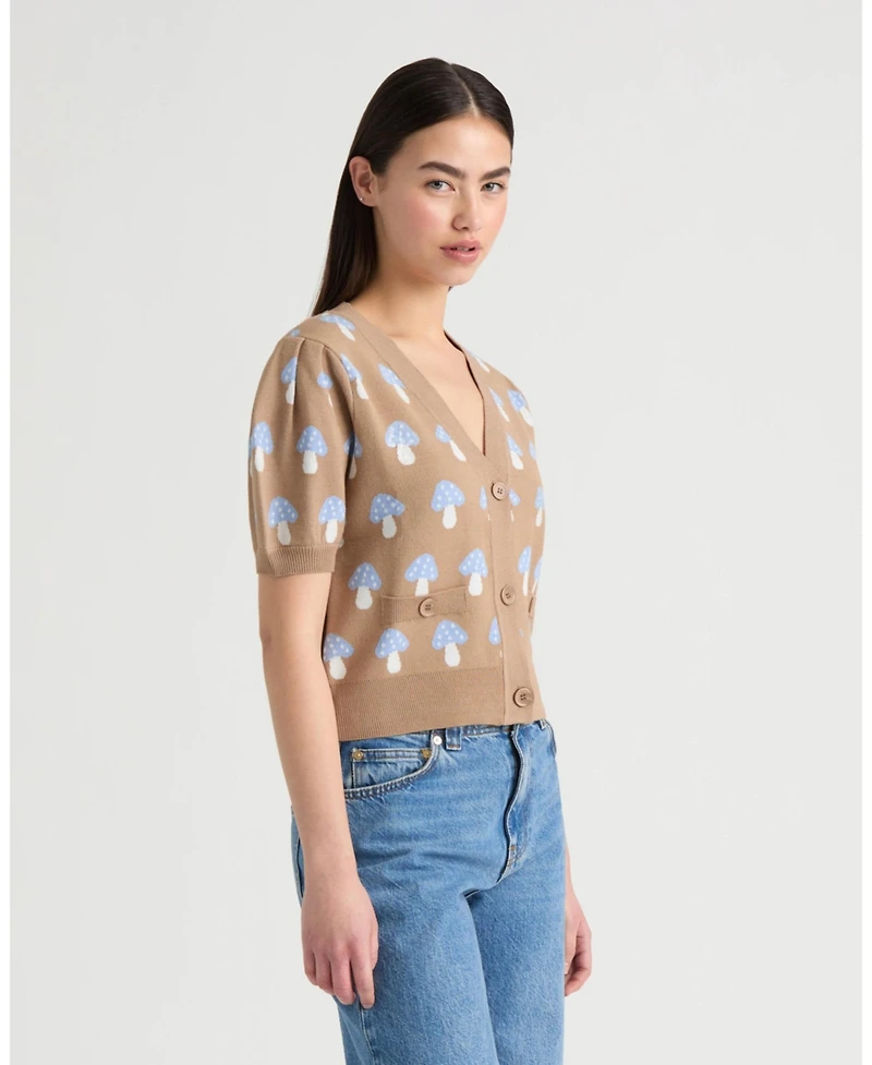 Nvlt Women's Short Sleeve Jacquard Cardigan