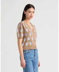 Nvlt Women's Short Sleeve Jacquard Cardigan