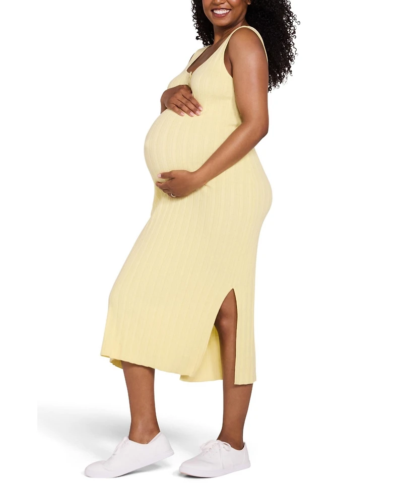 Motherhood Maternity Sleeveless Nursing Henley Midi Dress