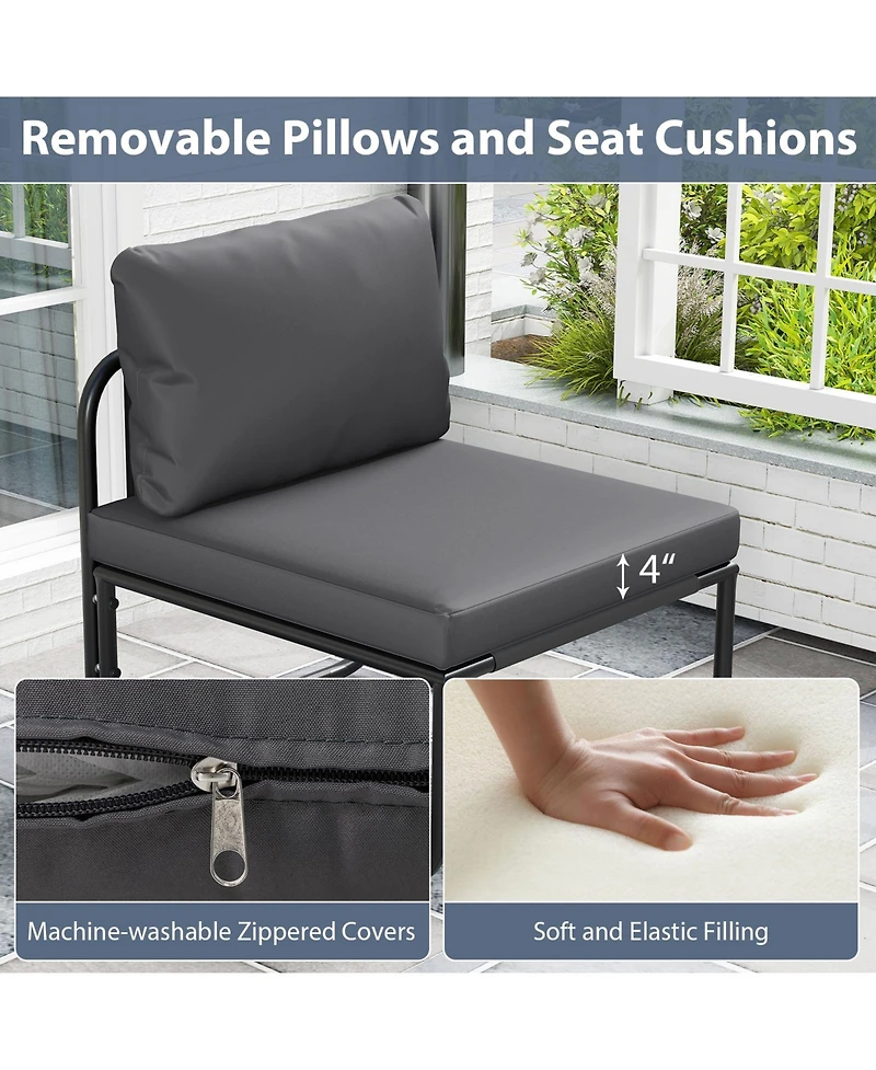 Gymax Patio Chairs Set of w/ Removable Cushions Heavy Duty Metal Frame Poolside