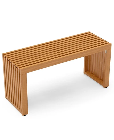 Gymax 36 Inch Patio Bench All-Slat Acacia Wood Loveseat for 2 People 800 lbs Capacity