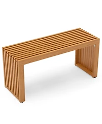 Gymax 36 Inch Patio Bench All-Slat Acacia Wood Loveseat for 2 People 800 lbs Capacity