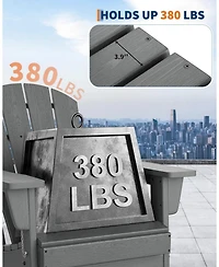 gaomon Set of 4 Folding Adirondack Chairs, Hdpe Plastic Outdoor Seating with Wood Grain Texture, 380 Lbs Capacity, Weather Resistant for Patio, Deck