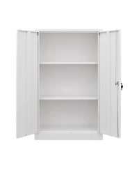 Rainsken Metal Storage Cabinet, Folding Filing Storage Cabinet with Locking Doors and Adjustable Shelf for Home Office, School