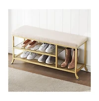 gaomon 2-Tier Metal Mesh Shoe Rack Bench