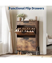 gaomon Vintage Farmhouse Narrow Entryway Shoe Cabinet