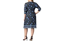 Kiyonna Women's Plus Beguiling Border Print Wrap Dress