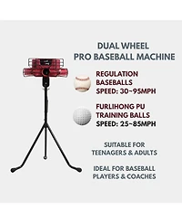 Furlihong High Speed Dual Wheel Baseball Pitching Machine with 30 to 95 Mph Adjustable Speed and Multi Pitch Capability