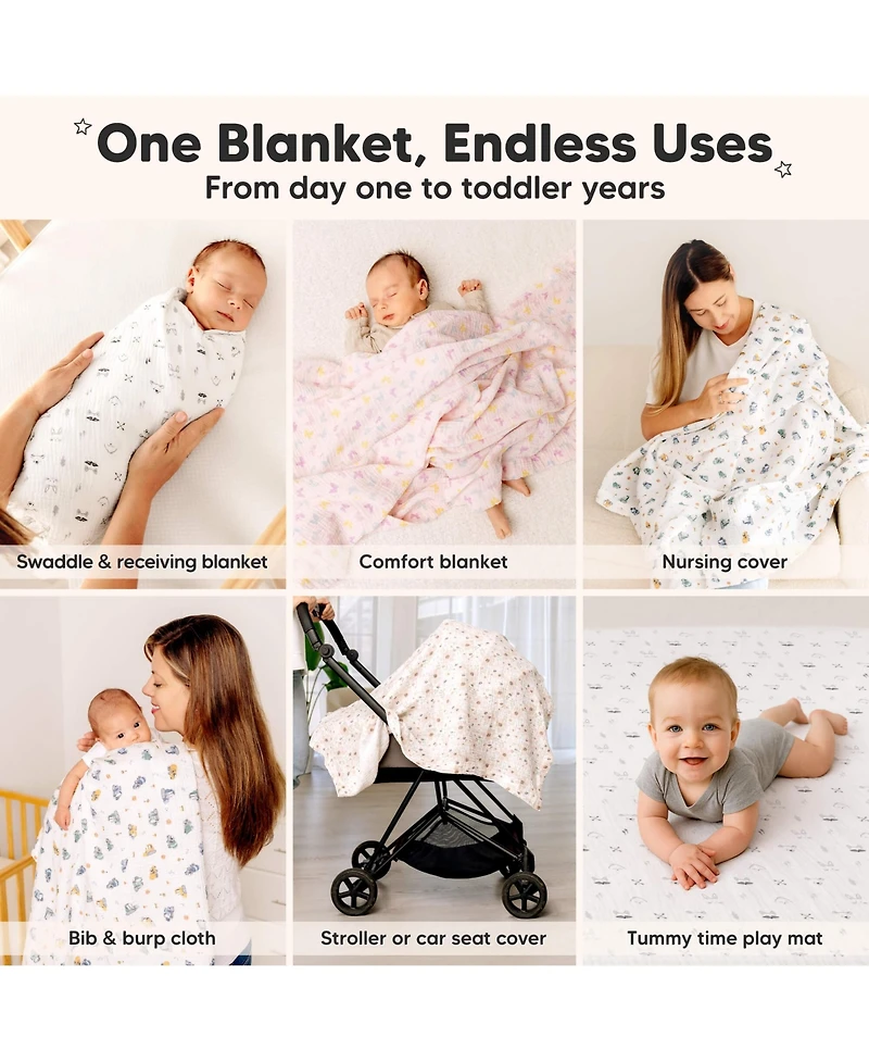 KeaBabies 3-Pack Lyra Muslin Swaddle Blankets for Newborns, Large Cotton Nursery Baby Blankets, Soft & Breathable