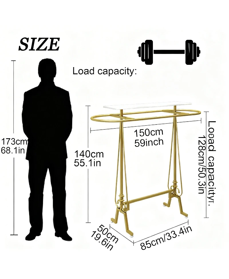 Yigii Commercial Standing Iron Clothes Hanger with Shelf