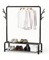 Yigii 52" Freestanding Steel Closet Rack with Storage Shelves & Hooks