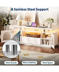 gaomon Led Tv Stand with Storage, 55/60/65 Inch Entertainment Center with Led Lights, Power Outlets & Adjustable Shelves