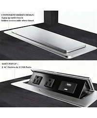 Yigii Adjustable Shelf, Hidden Charging, Multi-Use End Table with storage space