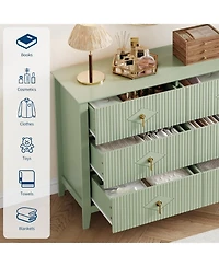 Gaomon Fluted 6 Drawer Dresser, 47.2" Wide Modern Wooden Chest for Bedroom, Living Room