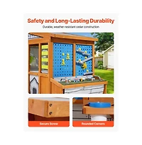 Slickblue Cedar Wooden Outdoor Kids Playhouse with Doorbell and Bird Nest