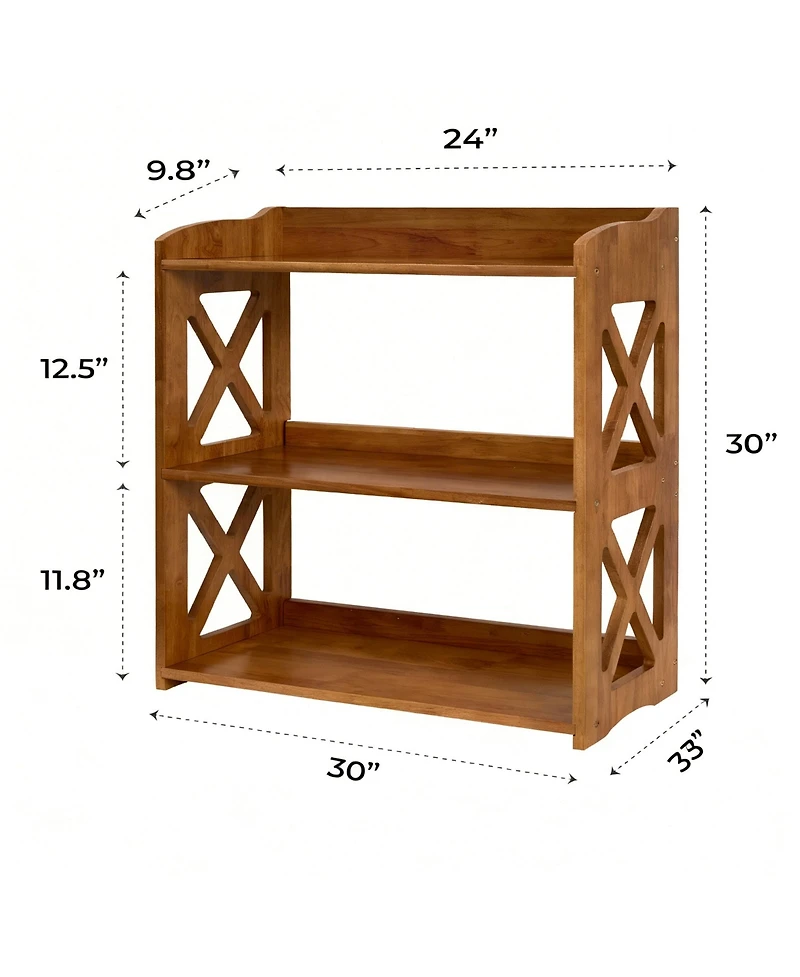 Yigii Wood Bookshelf for Small Spaces