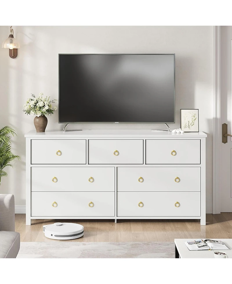 Gaomon Dresser for Bedroom with 7 Drawers, Wide Chest of Drawers with Large Clothes Storage Cabinet, Wood Dresser, Tv Stand for Bedroom