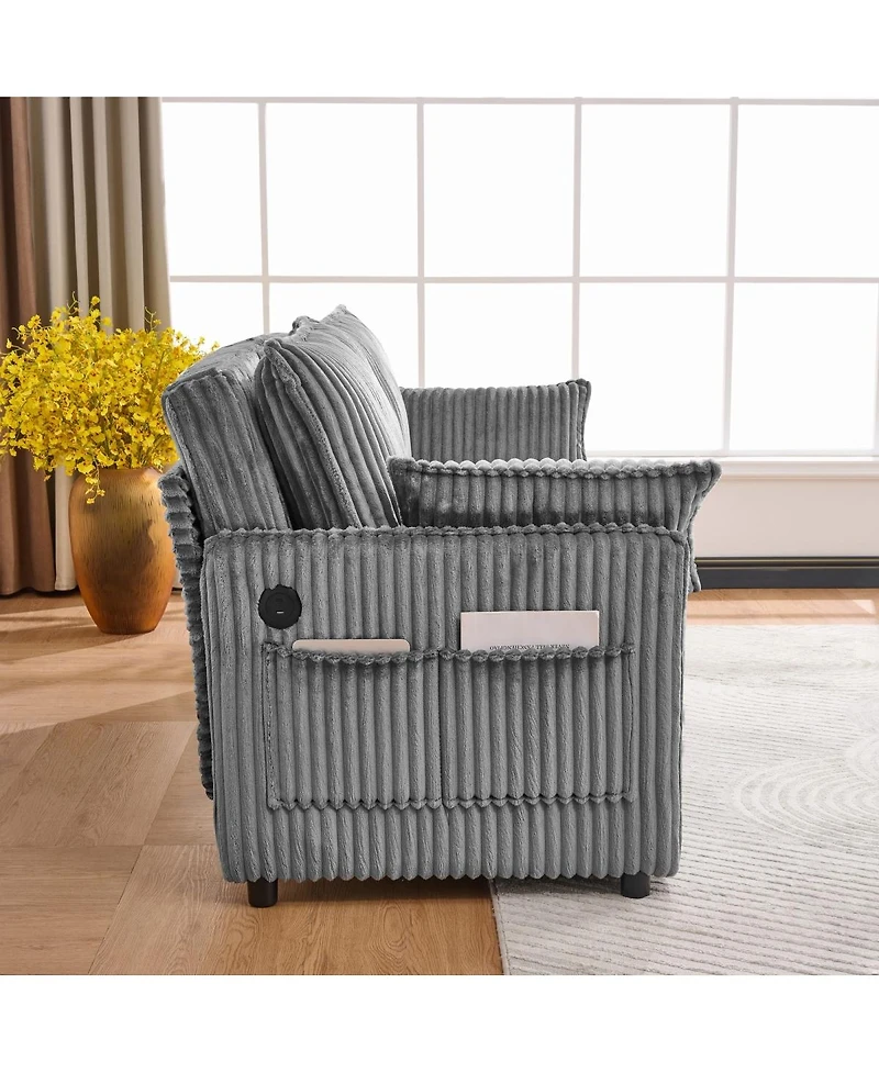 Streamdale Furniture 73" Convertible Sofa Bed with Usb Ports