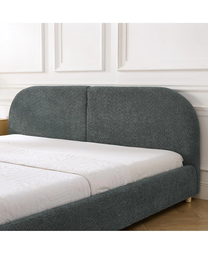 Streamdale Furniture King Size Upholstered Bed Frame, Modern Minimalist Curved Headboard