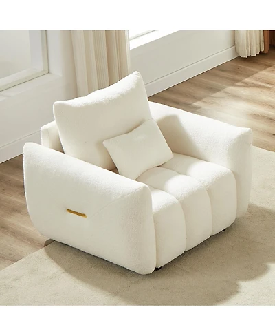 Streamdale Furniture 35.24" Teddy Fabric Sofa with Pillow for Apartment, Office, Living Room