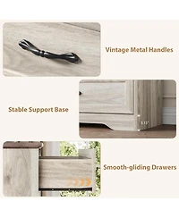 Gaomon 6-Drawer Dresser, Farmhouse Wooden Storage Chest with Wide Handles for Bedroom