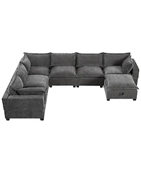 Streamdale Furniture 117 inches Modular Sectional Sofa with Storage Ottoman, 7 Seat U Shaped Couch