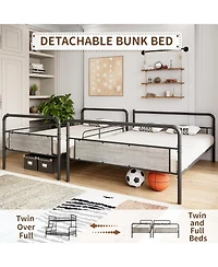 gaomon Metal Bunk Bed Twin Over Full with Angled Ladder, High Guardrail, Heavy Duty Frame Slats, Smooth Rounded Edges