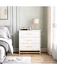gaomon 3 Drawer Dresser for Bedroom, Modern Wood Dressers Chest of Drawers with Storage, Wide Drawers Tall Nightstand Metal Handles