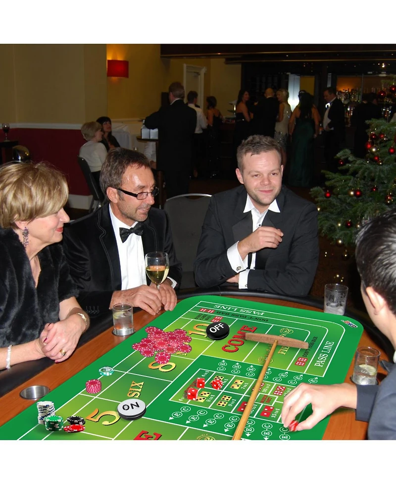 Gse Games & Sports Expert 70" x 35" Casino Craps Tabletop Layout Mat with Carrying Bag, Non-Slip Rubber Layout Mat