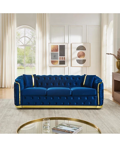 Streamdale Furniture Mid Century Modern Chesterfield Sofa, Luxury Velvet