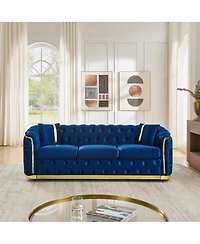 Streamdale Furniture Mid Century Modern Chesterfield Sofa, Luxury Velvet