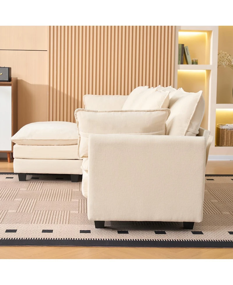 Streamdale Furniture 3-Seat Storage Ottoman Sectional Couch, L-Shaped Bench with Footrest