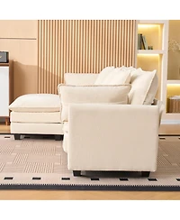 Streamdale Furniture 3-Seat Storage Ottoman Sectional Couch, L-Shaped Bench with Footrest