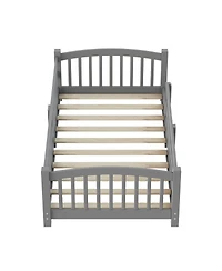 Streamdale Furniture Montessori Floor Bed with Slats, Guardrails, and Fence