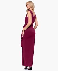 Betsy & Adam Petite Asymmetric Sleeveless Gown Dress